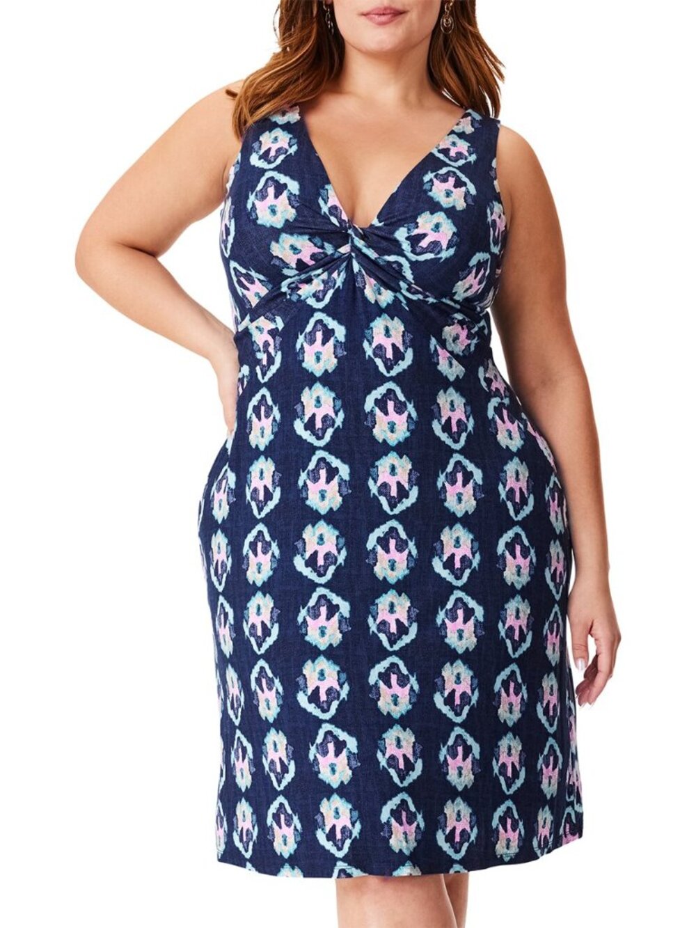 Plus Size NEW NWT Nic + Zoe Blue Patterned Floral Fun Summer Dress 2X 3X $188